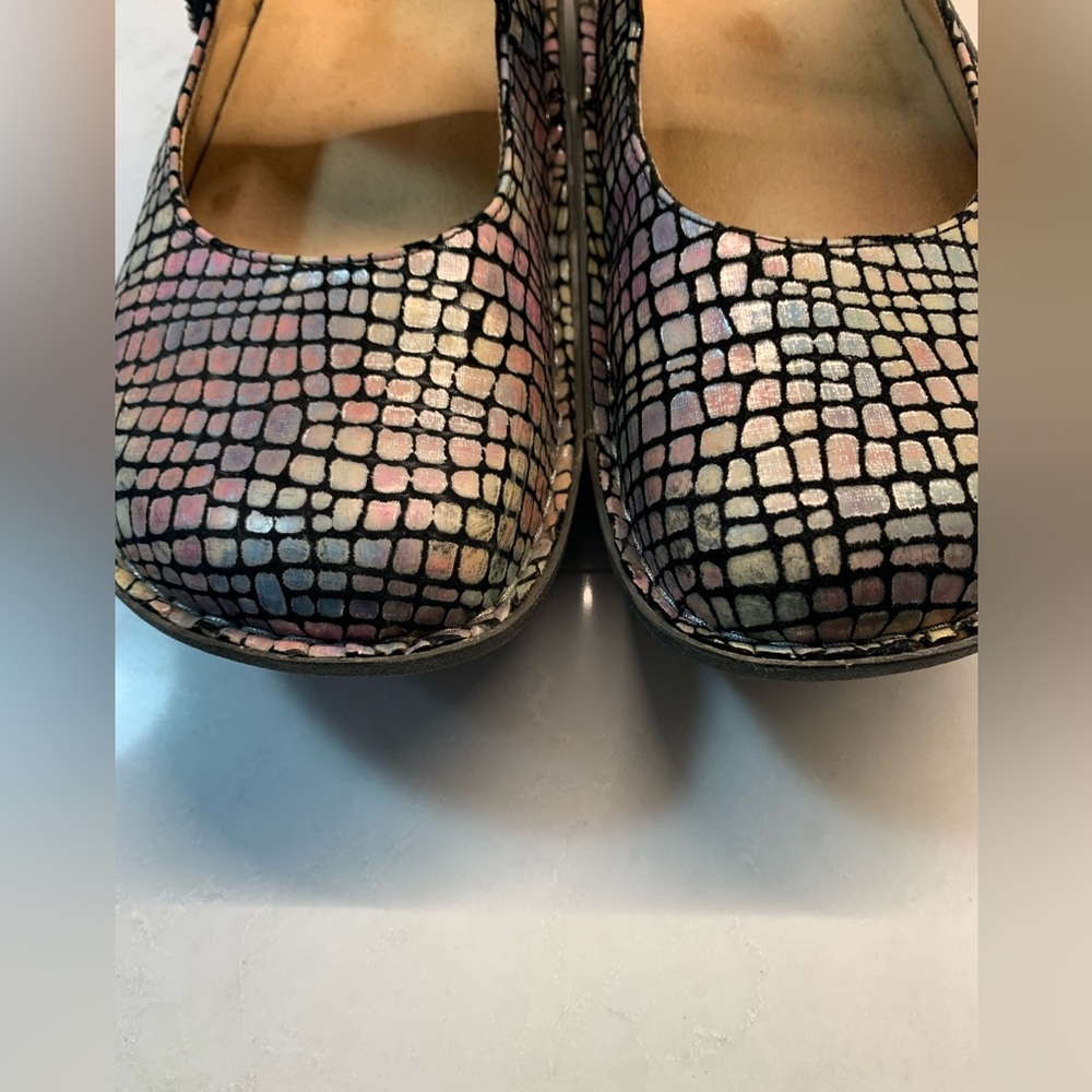 Algeria Iridescent Colorful Squares Mary Jane Shoes Size 41 - Picture 3 of 8